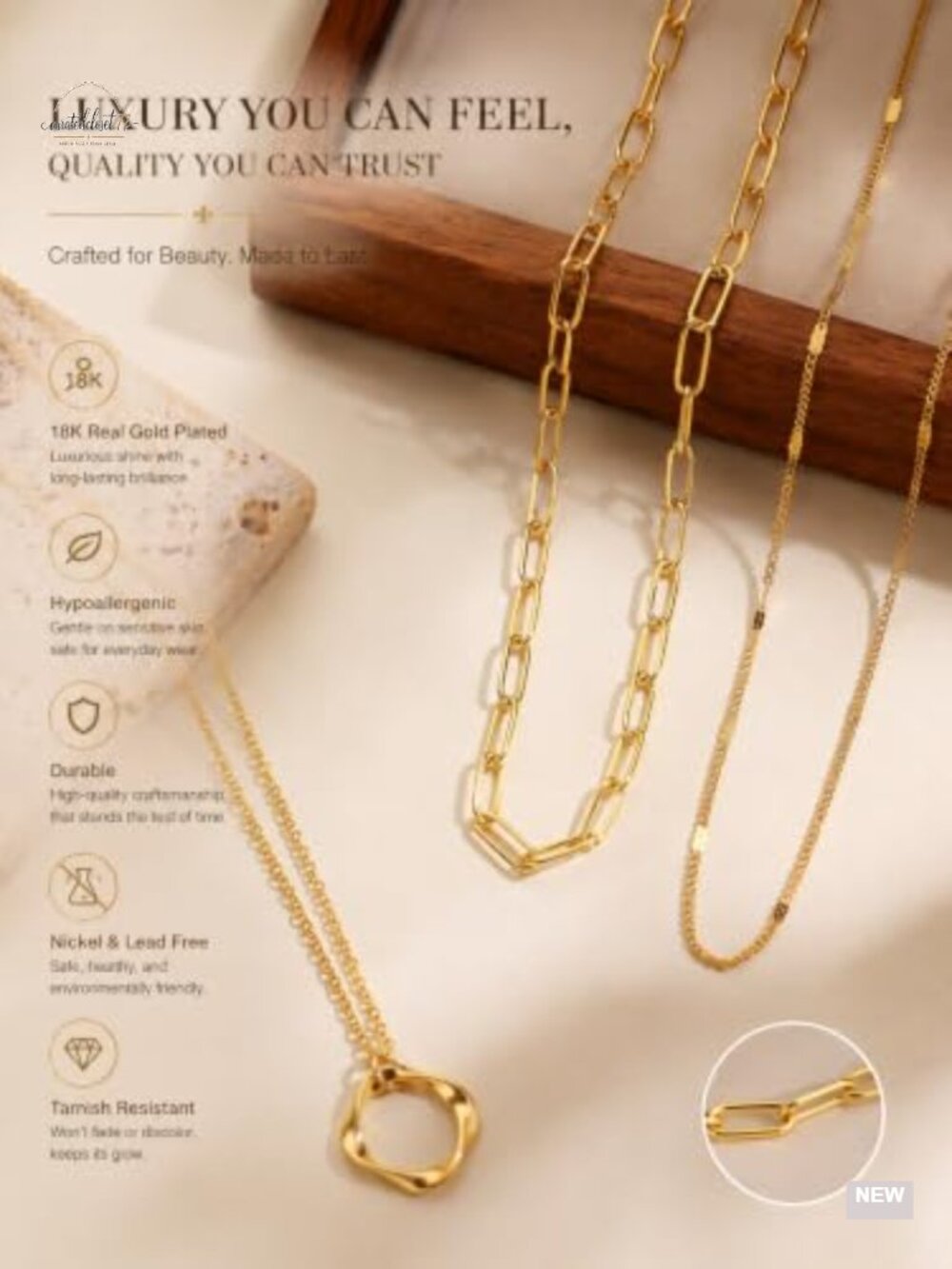 Layered Gold Necklaces Set, Dainty Choker Stacks, 18K Gold Plated Chains for - Picture 4 of 6